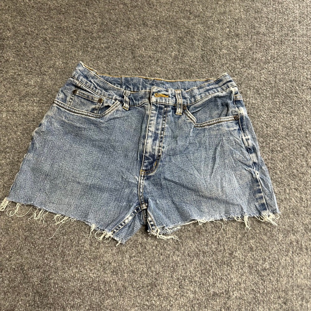 L.L. Bean Shorts Womens Size 8 Blue Denim Cutoff Raw Hem Casual Stretch